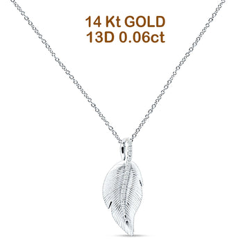 Leaf Necklace Diamond Pendant 14K White Gold 0.06ct Wholesale